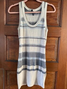 Guess by Marciano Y2K Striped Knit Tank Dress in Cream and Gray